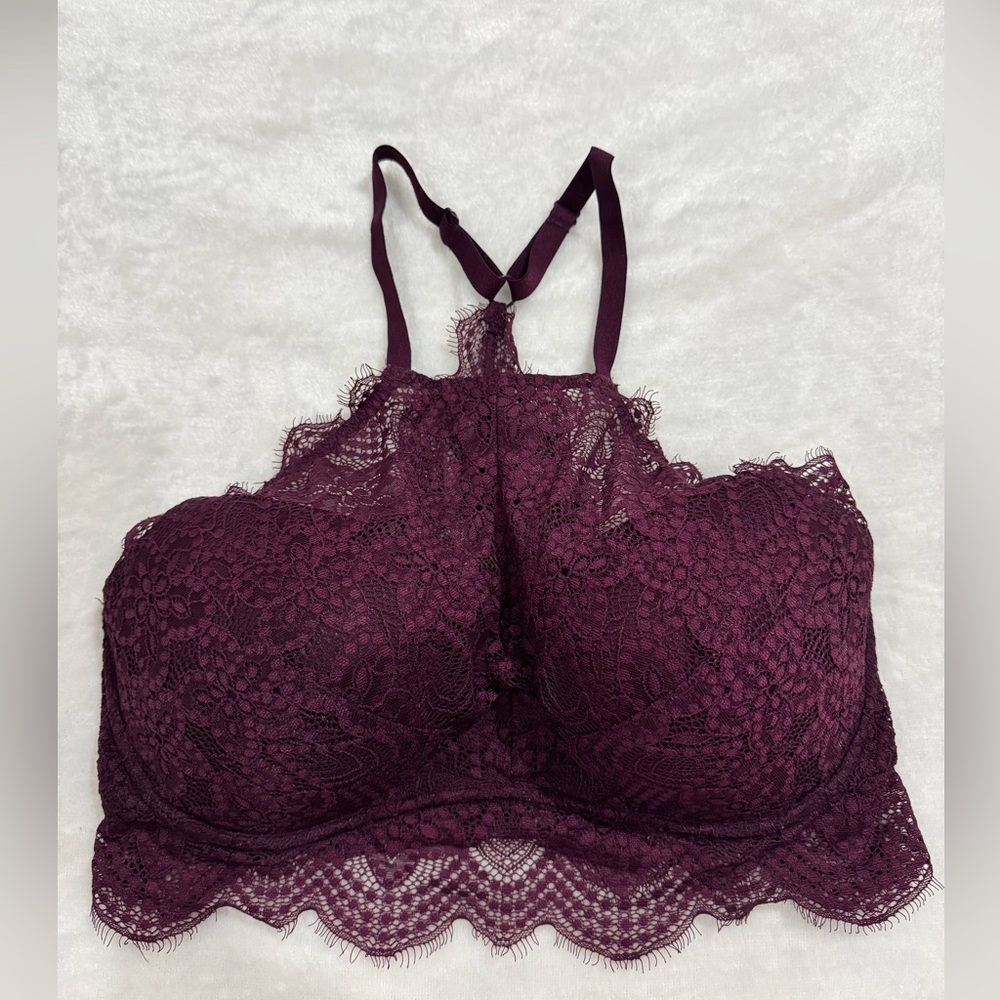 PINK Victoria's Secret Lace Push-Up Bralette in Rich Burgundy Size‎ Medium D-DD
